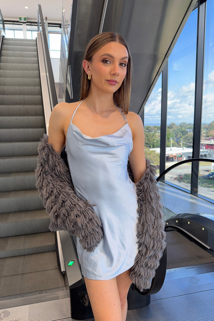 Bambi Faux Fur Jacket - Grey - Runway Goddess