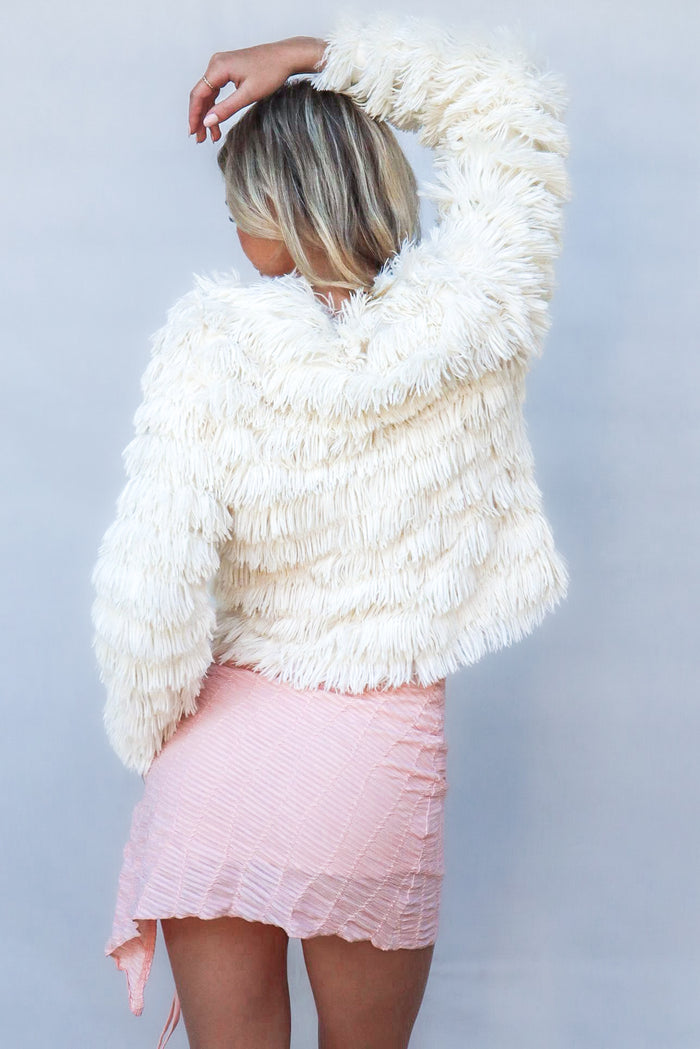 Bambi Faux Fur Jacket - White - Runway Goddess