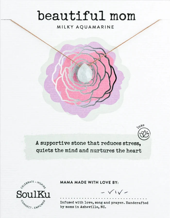 Beautiful Mom Milky Aquamarine Necklace