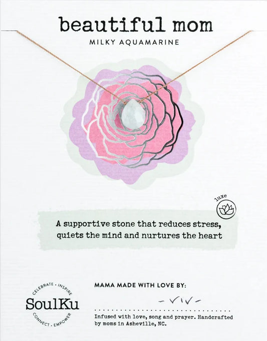 Beautiful Mom Milky Aquamarine Necklace
