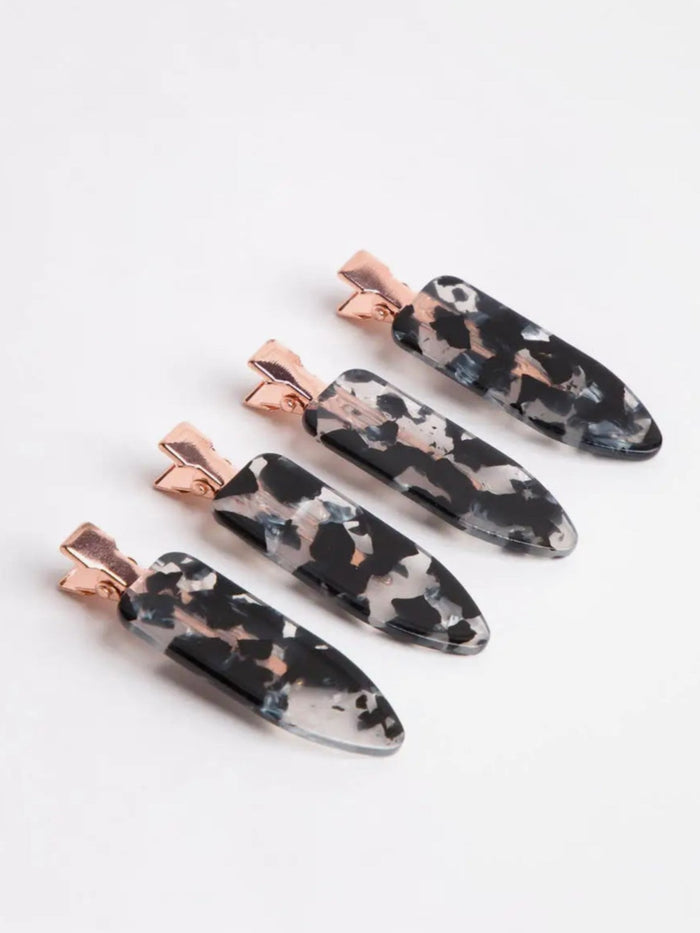 Creaseless 4 Pc Clip Set, Black Terrazzo