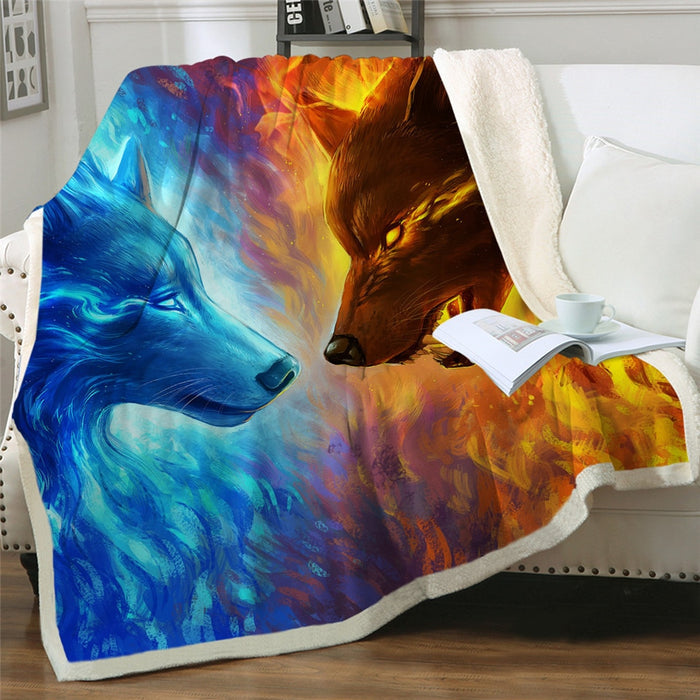 Black Wolf Moon & Assorted Plush Sherpa Blankets