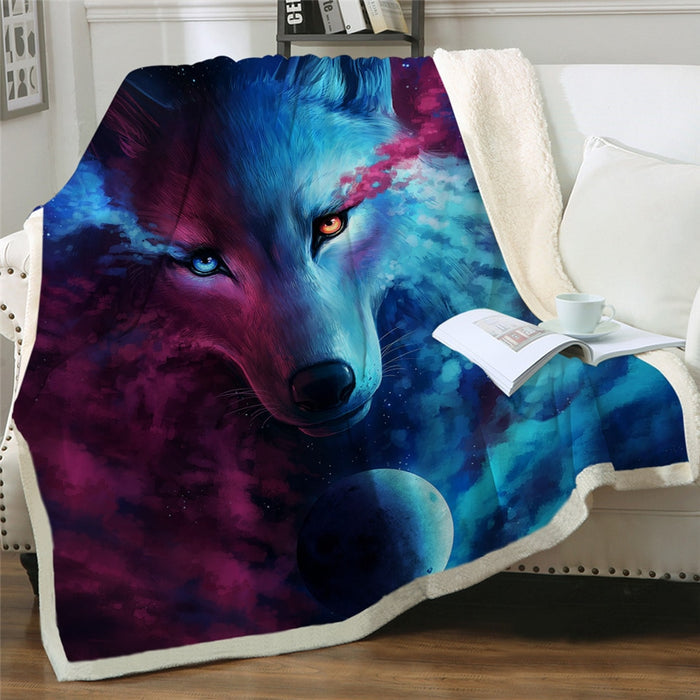 Black Wolf Moon & Assorted Plush Sherpa Blankets