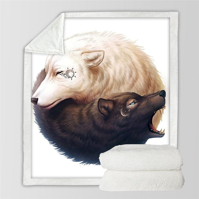 Yin Yang Wolves / Sherpa 228cmx228cm