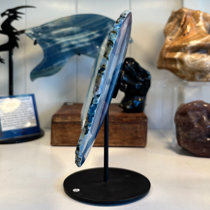 Blue Agate Butterfly Wings with Stand