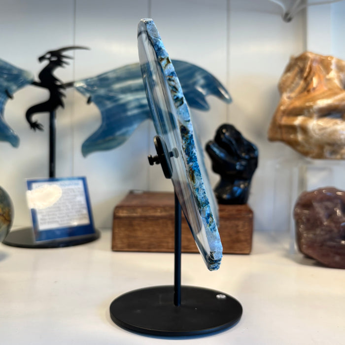 Blue Agate Butterfly Wings with Stand