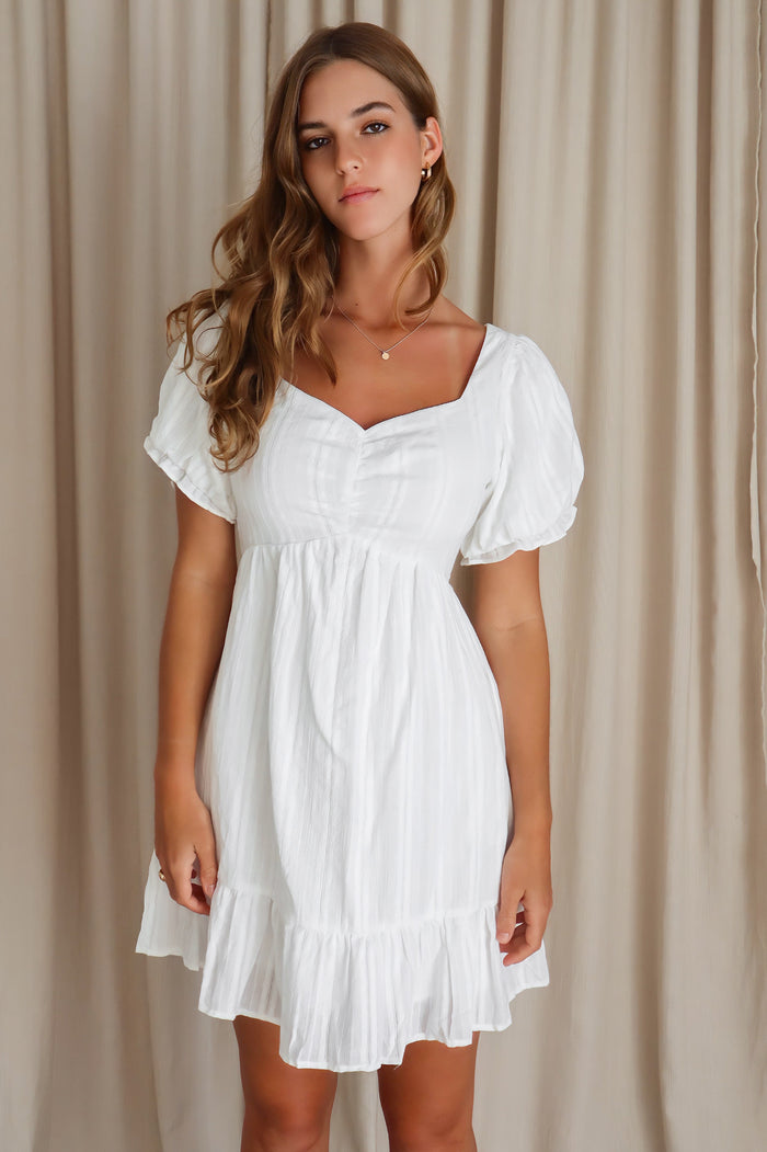 Bonnie Mini Dress - White - Runway Goddess