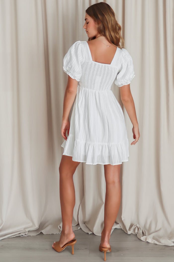 Bonnie Mini Dress - White - Runway Goddess