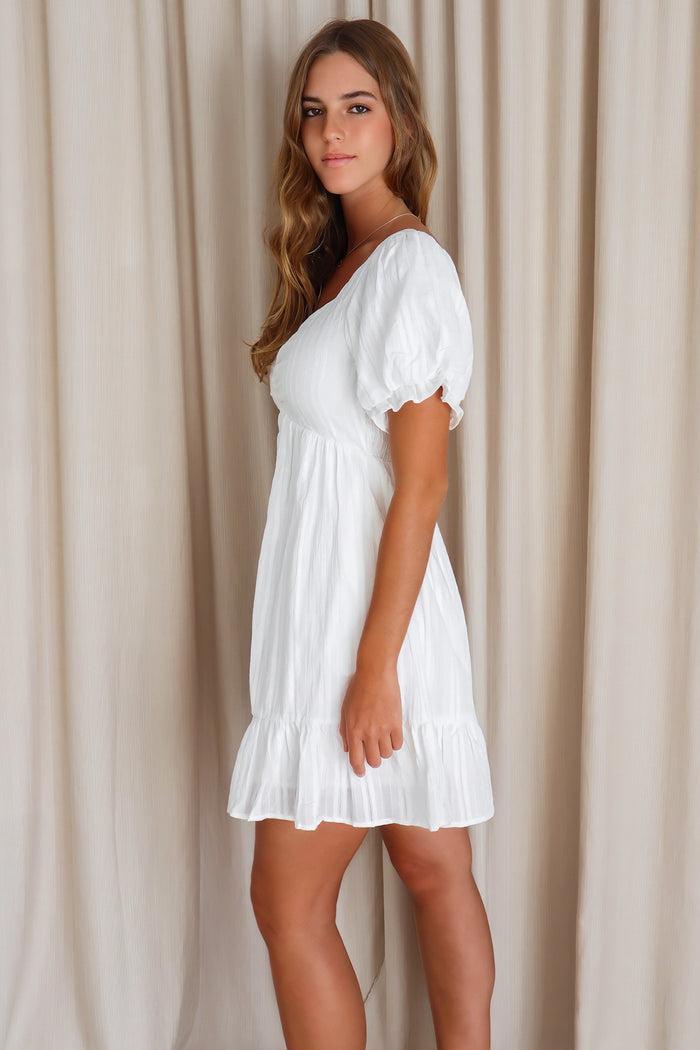 Bonnie Mini Dress - White - Runway Goddess