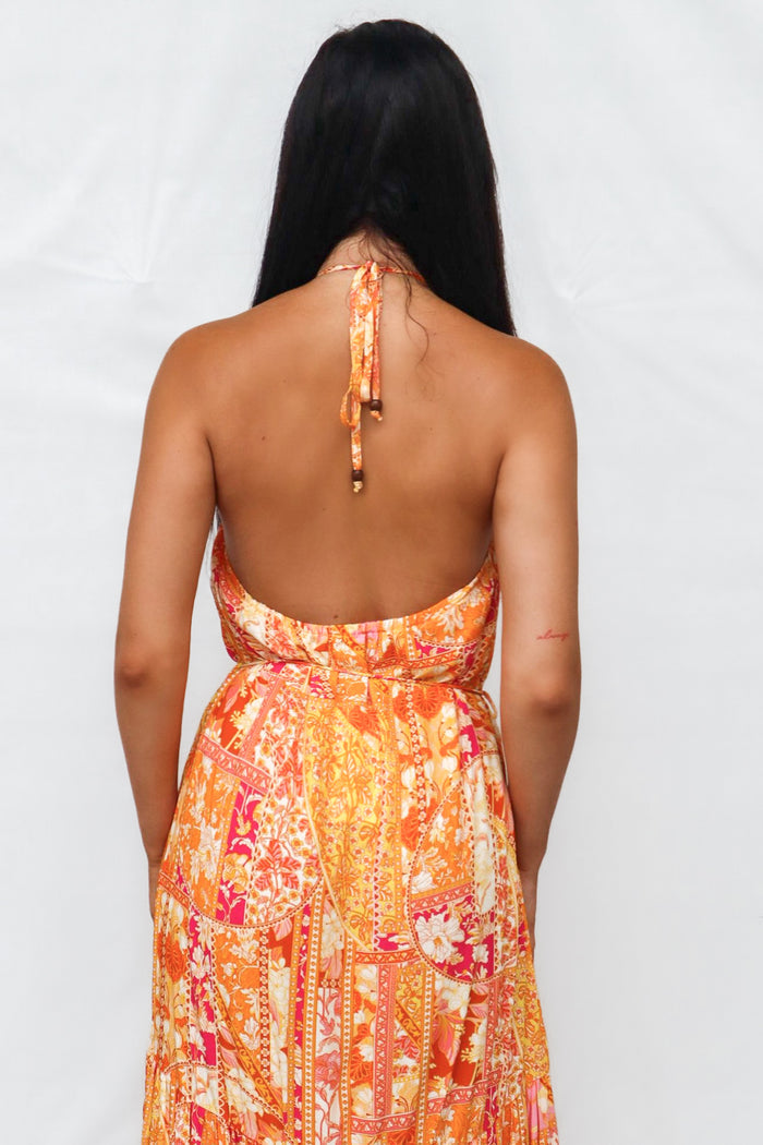 Calypso Maxi Dress - Orange Print - Runway Goddess