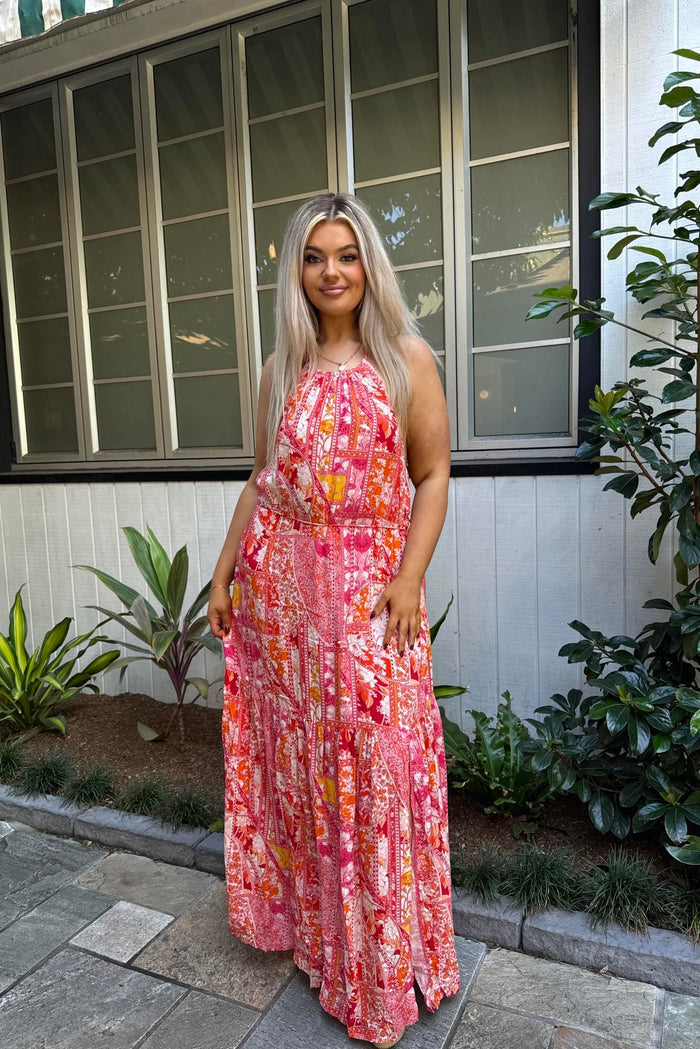 Calypso Maxi Dress - Pink Print - Runway Goddess