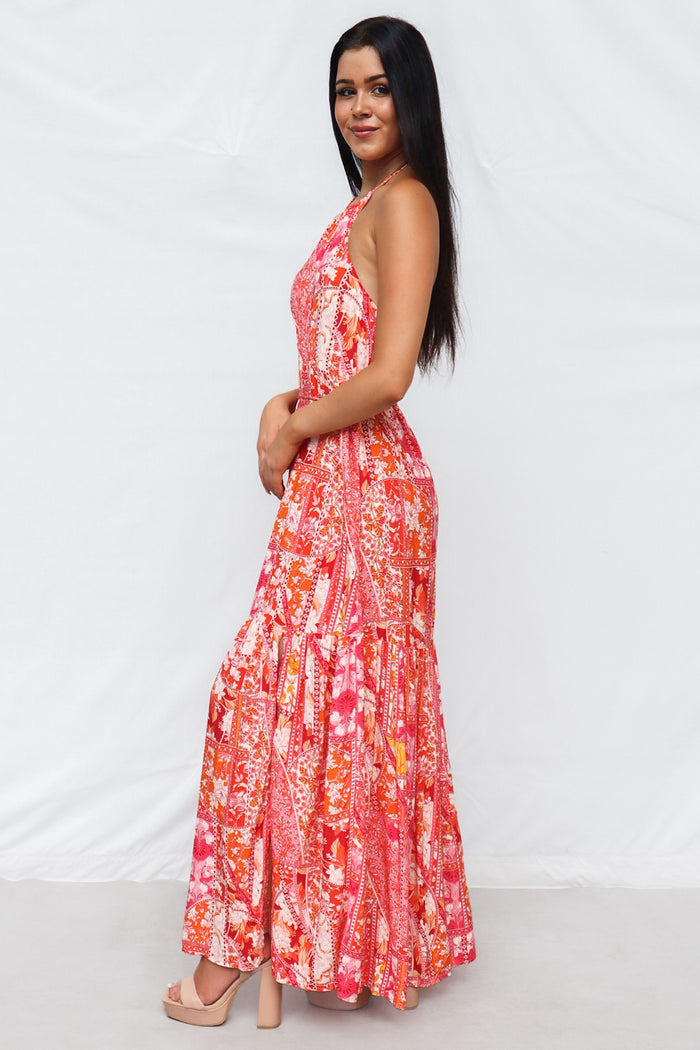 Calypso Maxi Dress - Pink Print - Runway Goddess