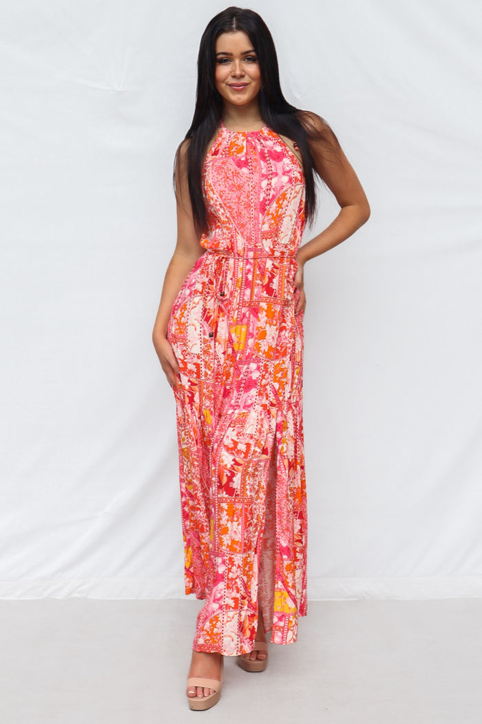 Calypso Maxi Dress - Pink Print - Runway Goddess