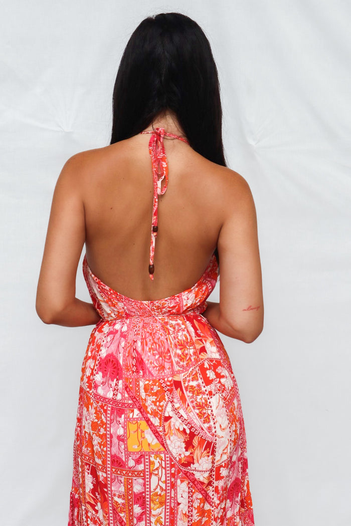 Calypso Maxi Dress - Pink Print - Runway Goddess