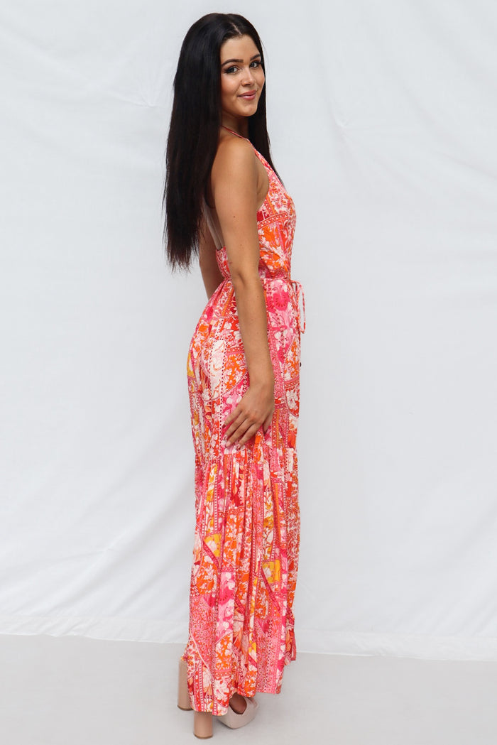 Calypso Maxi Dress - Pink Print - Runway Goddess