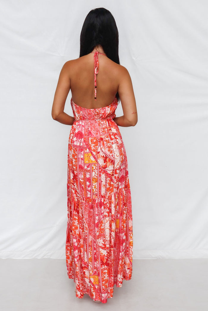 Calypso Maxi Dress - Pink Print - Runway Goddess