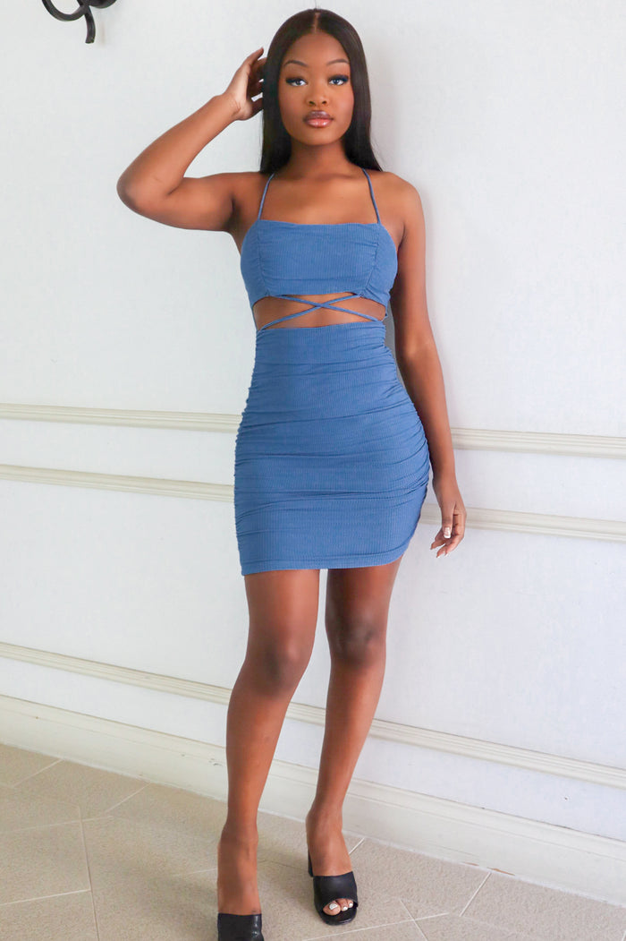 Candace Mini Dress - Blue - Runway Goddess