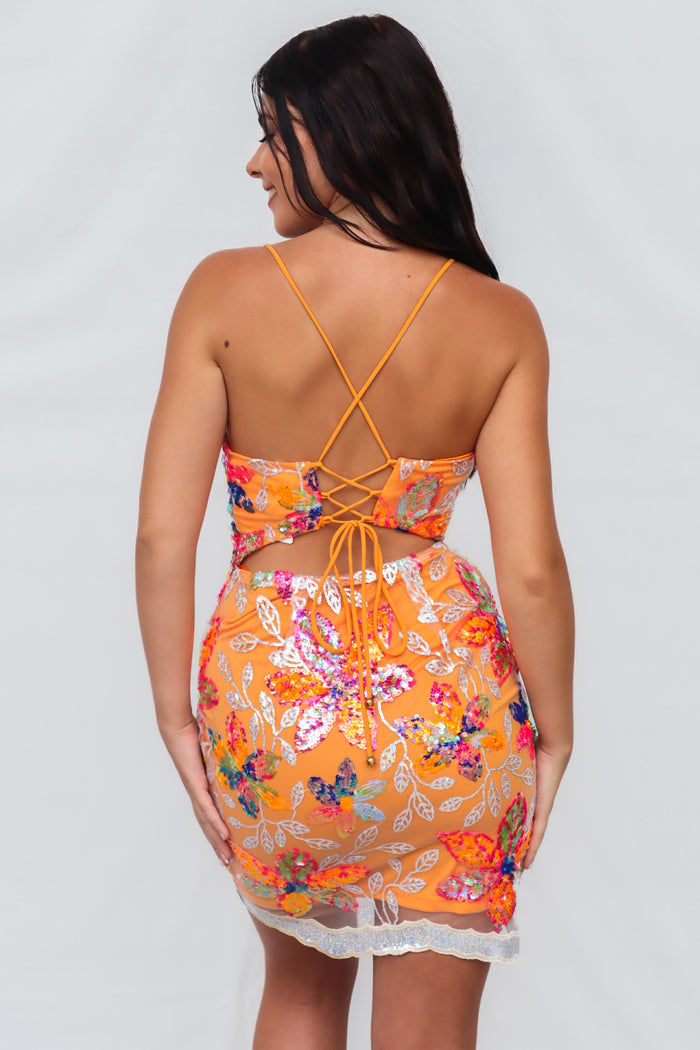 Cardi Mini Dress - Orange - Runway Goddess
