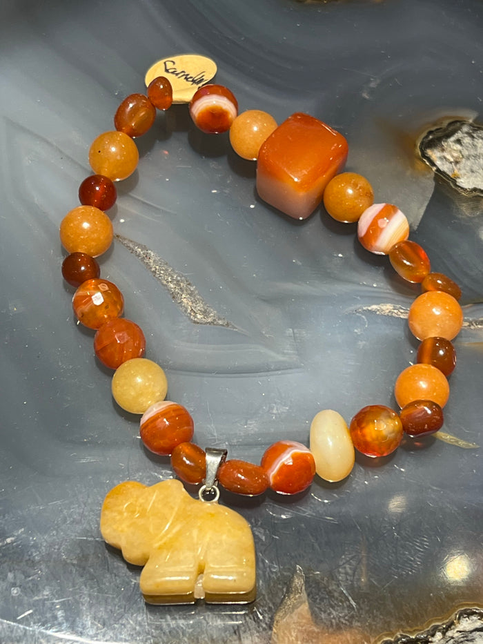 Carnelian Crazy Bead with Elephant