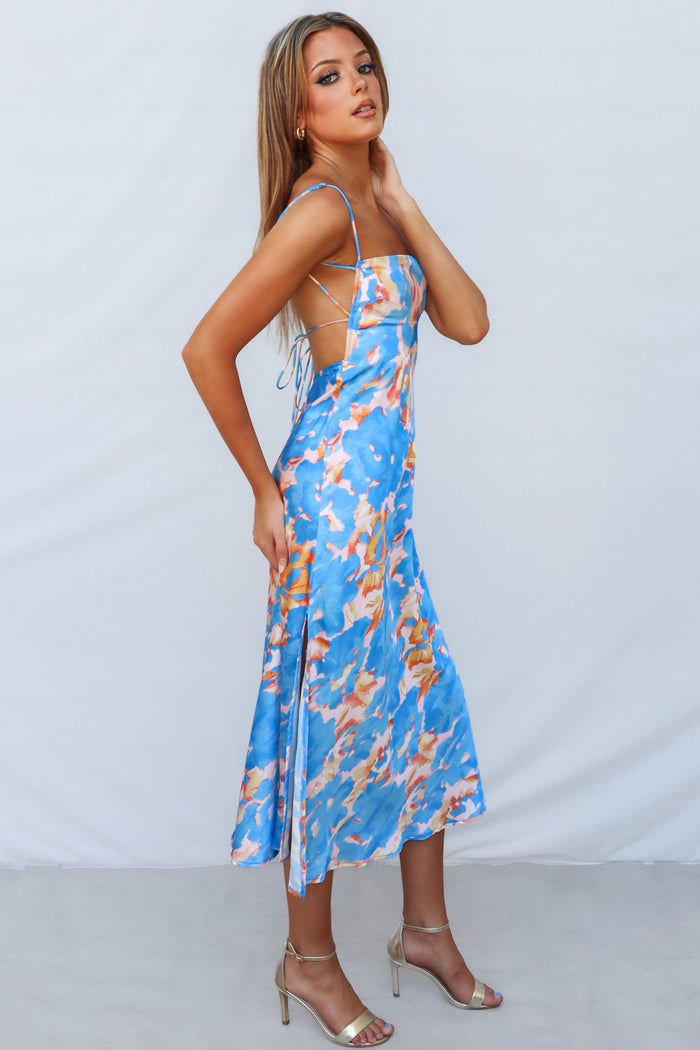 Catherine Midi Dress - Blue Multi - Runway Goddess