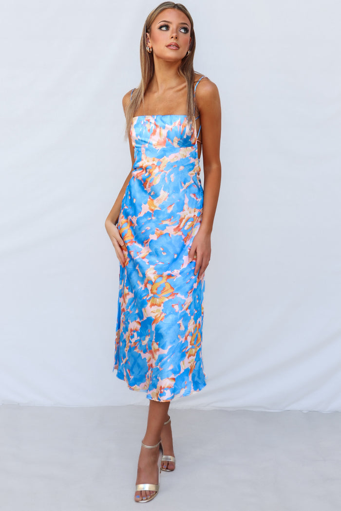 Catherine Midi Dress - Blue Multi - Runway Goddess
