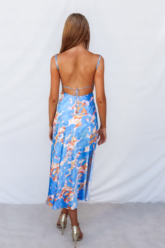 Catherine Midi Dress - Blue Multi - Runway Goddess