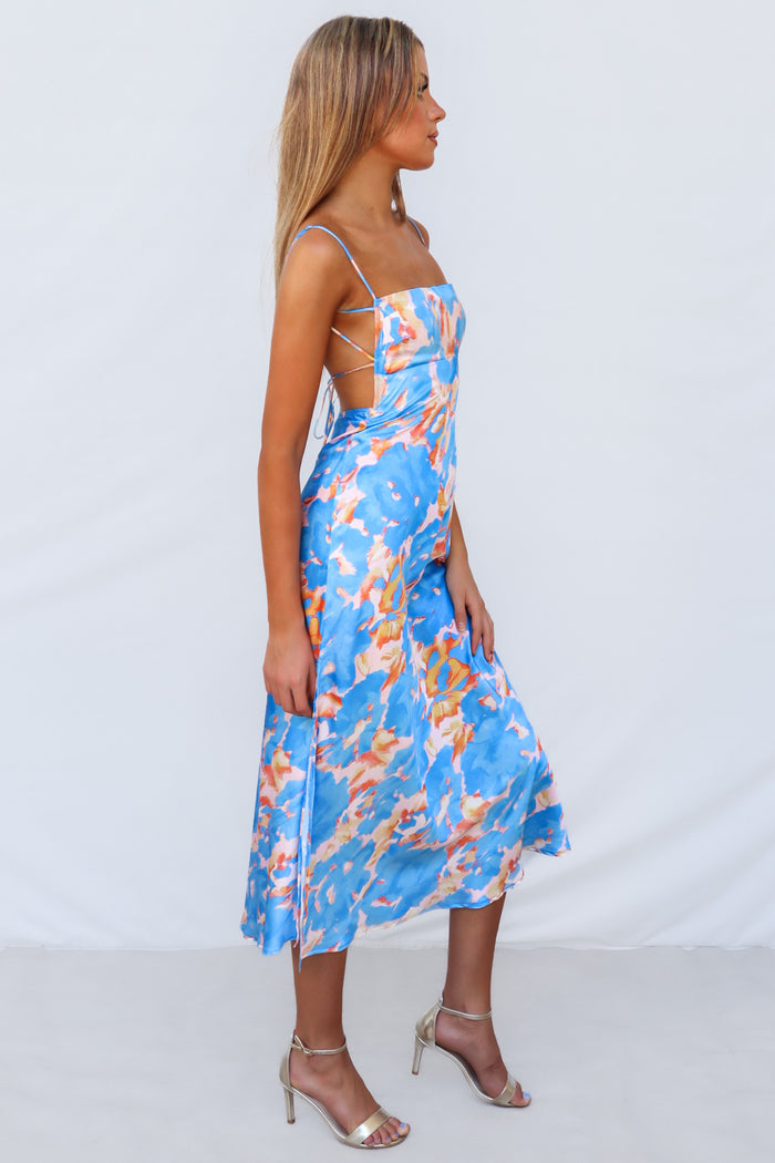 Catherine Midi Dress - Blue Multi - Runway Goddess