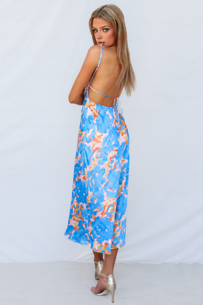 Catherine Midi Dress - Blue Multi - Runway Goddess