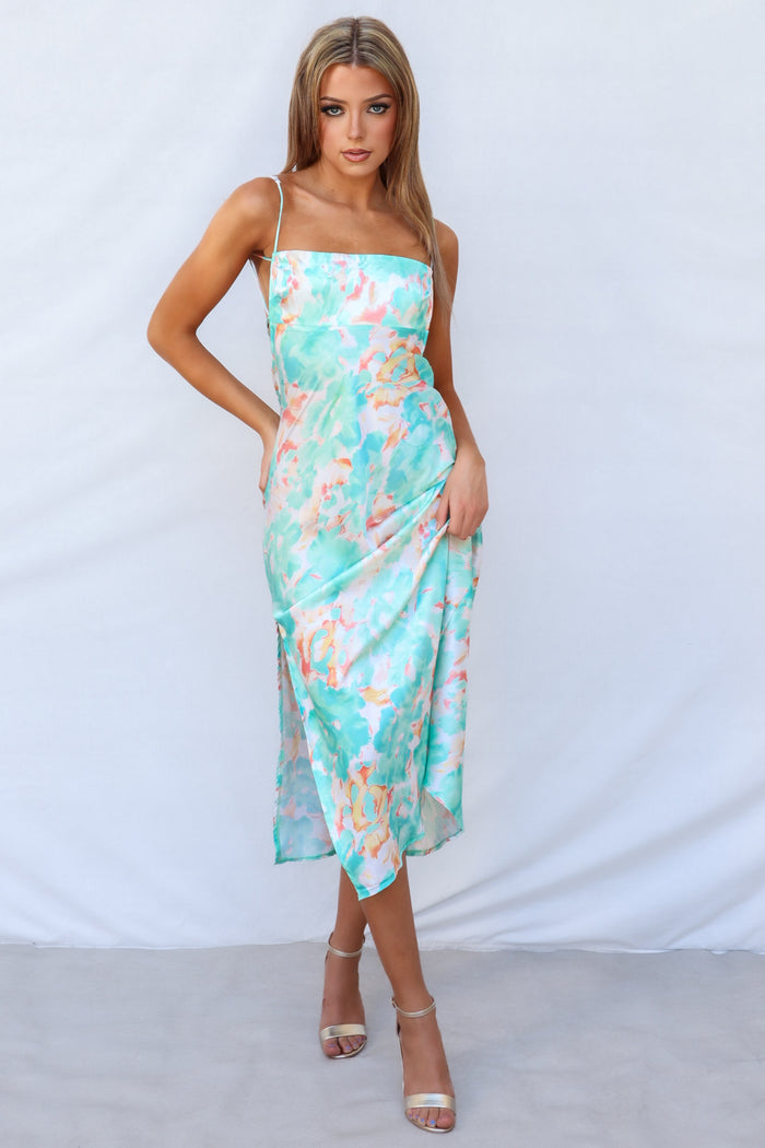 Catherine Midi Dress - Green Multi - Runway Goddess