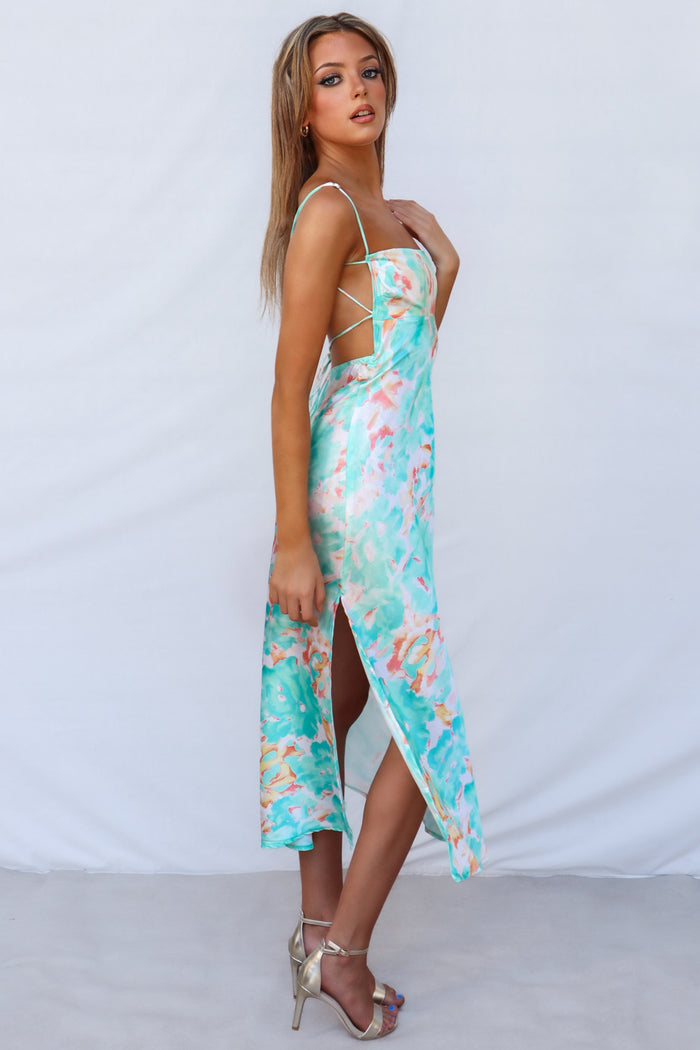 Catherine Midi Dress - Green Multi - Runway Goddess