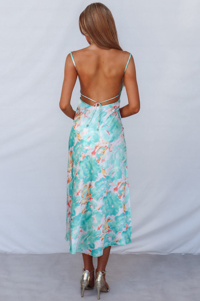 Catherine Midi Dress - Green Multi - Runway Goddess