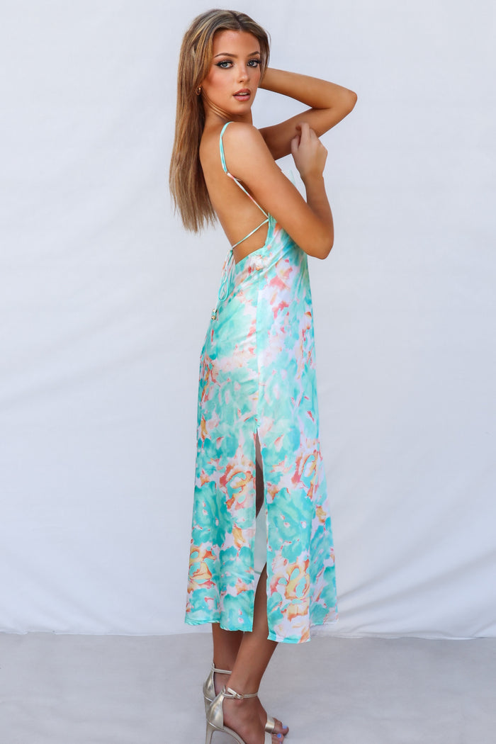 Catherine Midi Dress - Green Multi - Runway Goddess