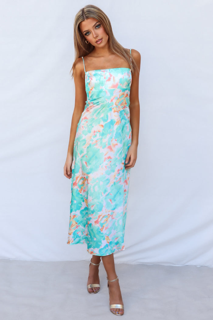 Catherine Midi Dress - Green Multi - Runway Goddess