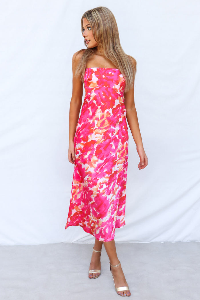 Catherine Midi Dress - Pink Multi - Runway Goddess