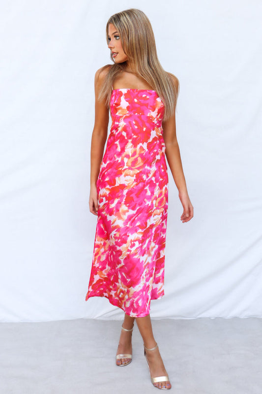 Catherine Midi Dress - Pink Multi - Runway Goddess
