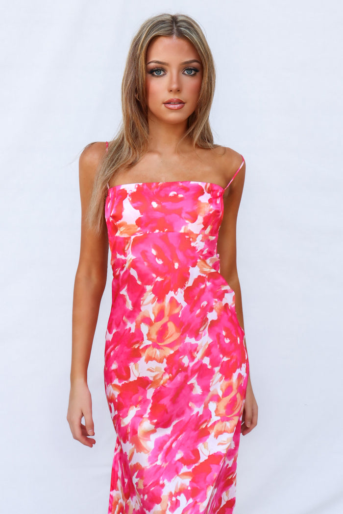 Catherine Midi Dress - Pink Multi - Runway Goddess