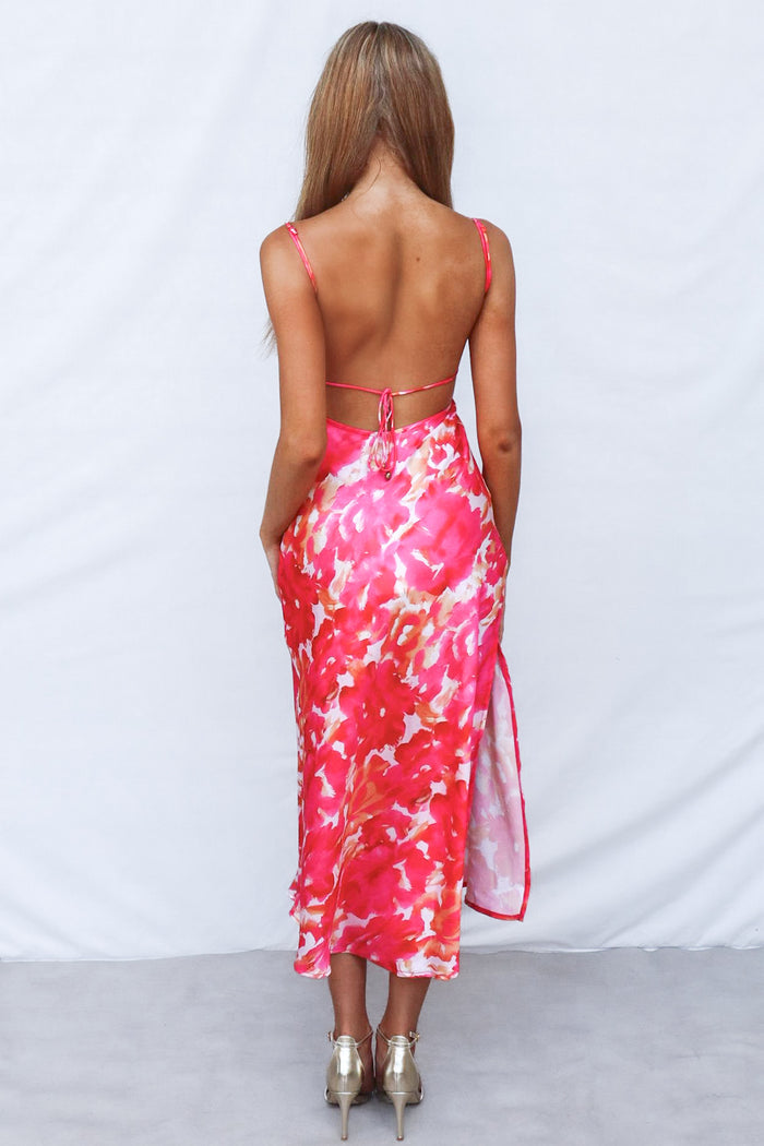 Catherine Midi Dress - Pink Multi - Runway Goddess