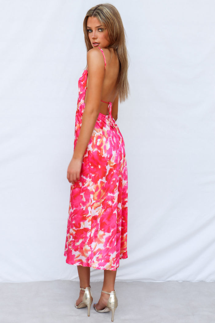Catherine Midi Dress - Pink Multi - Runway Goddess