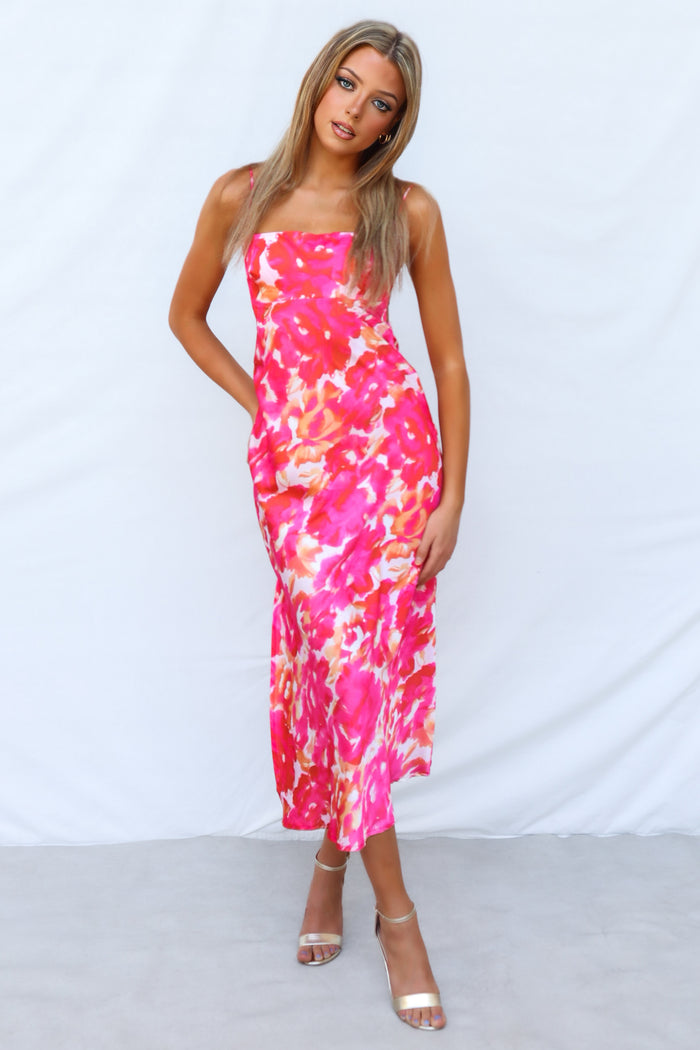 Catherine Midi Dress - Pink Multi - Runway Goddess