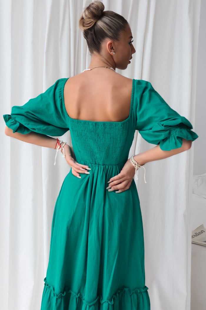 Cecilia Midi Dress - Emerald Green - Runway Goddess