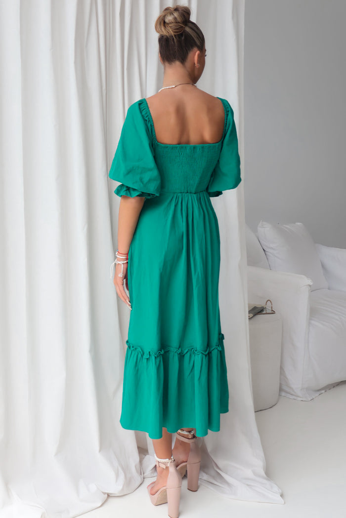 Cecilia Midi Dress - Emerald Green - Runway Goddess