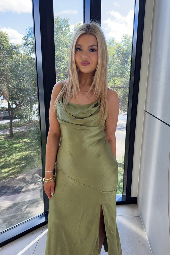 Celine Midi Dress - Olive - Runway Goddess