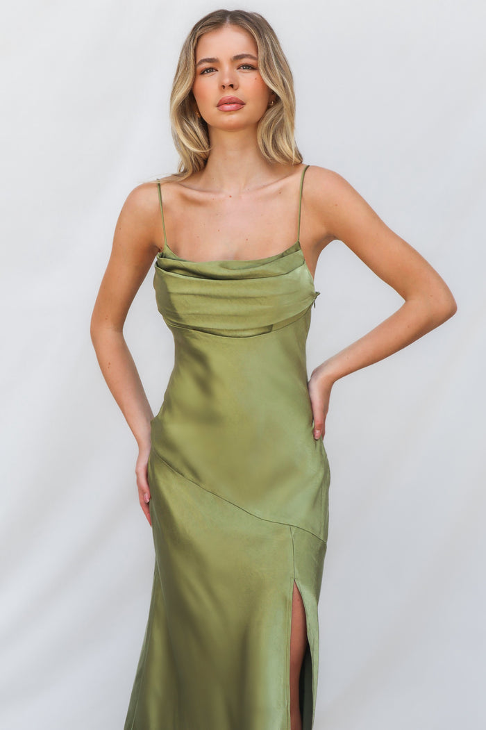 Celine Midi Dress - Olive - Runway Goddess