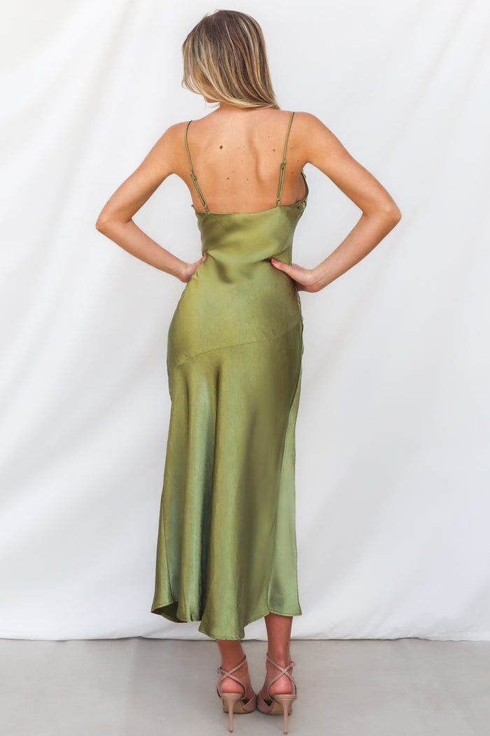 Celine Midi Dress - Olive - Runway Goddess