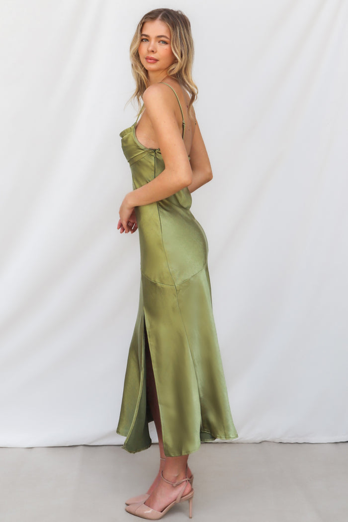 Celine Midi Dress - Olive - Runway Goddess