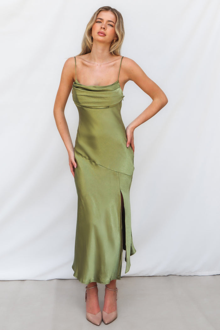 Celine Midi Dress - Olive - Runway Goddess