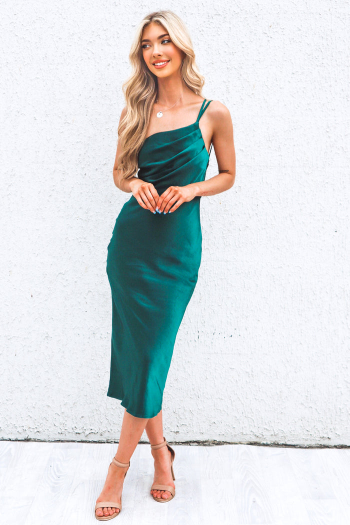 Chantelle Satin Midi - Green - Runway Goddess