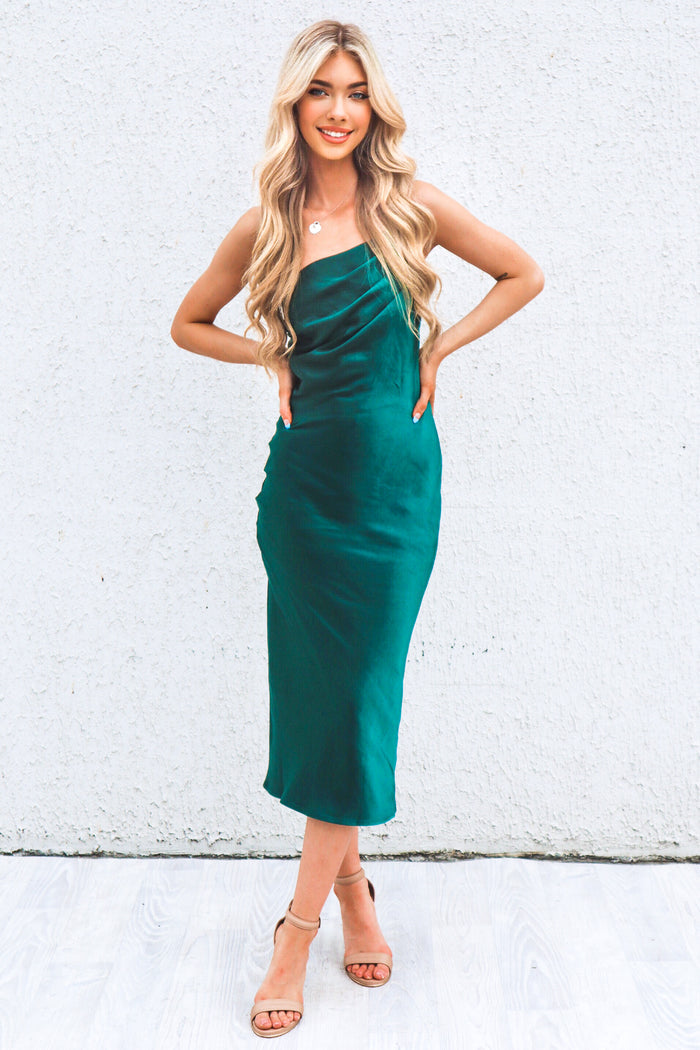 Chantelle Satin Midi - Green - Runway Goddess