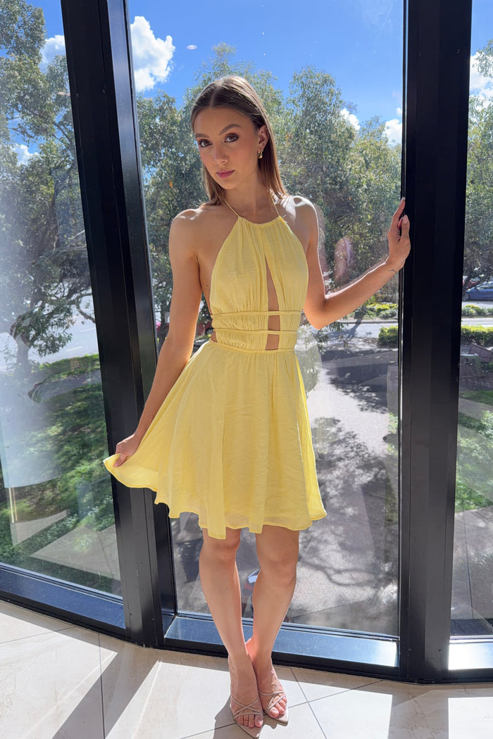 Cherish Mini Dress - Yellow - Runway Goddess