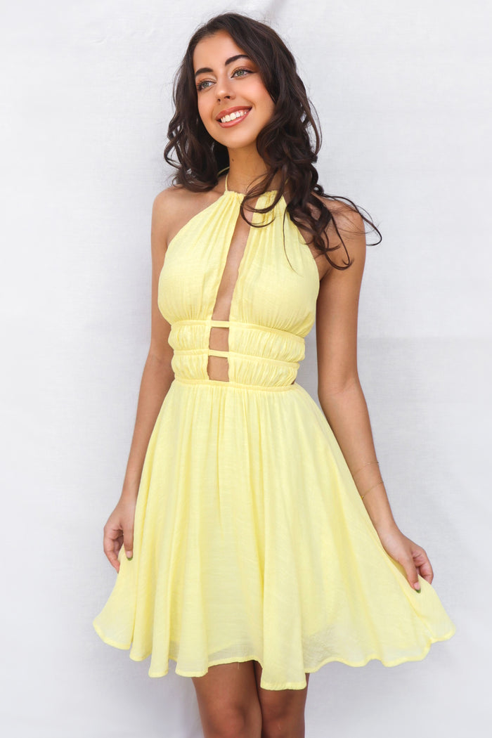 Cherish Mini Dress - Yellow - Runway Goddess